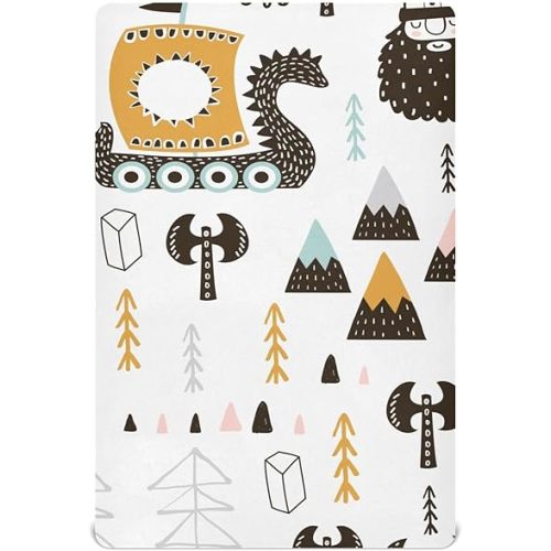 Burbuja Viking Boat Crib Sheet for Boys Girls, Fitted Crib Sheet 28 x 52 in for Standard Crib & Toddler Bed Mattresses, Soft & Breathable