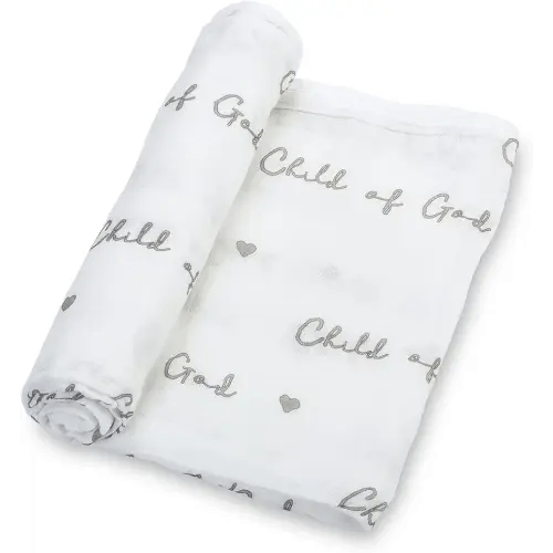 LollyBanks Swaddle Blanket | 100% Muslin Cotton | Gender Neutral Newborn and Baby Nursery Essentials for Girls and Boys, Registry | Child of God Christian Print