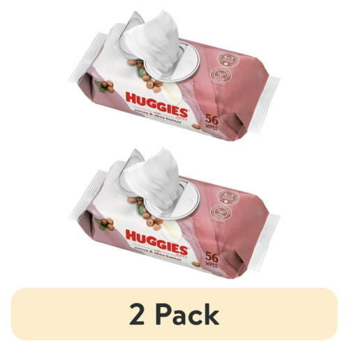 (2 pack) Huggies Sensitive Skincare Baby Wipes with Cocoa & Shea Butter, 1 Flip-Top Pack (56 Wipes)
