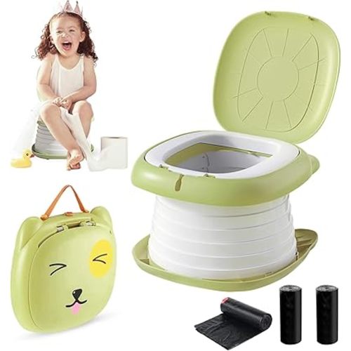 Travel Potty for Toddler Portable Foldable Potty Training Toilet for Boys Girls Baby Kids Children Indoor Outdoor,Green