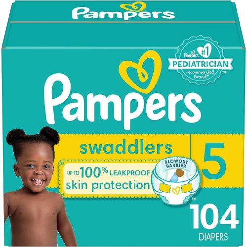 Pampers Swaddlers - New & Improved, Ultra Soft Disposable Diapers, Size 5, 104 Count, with Wrap & Protect System