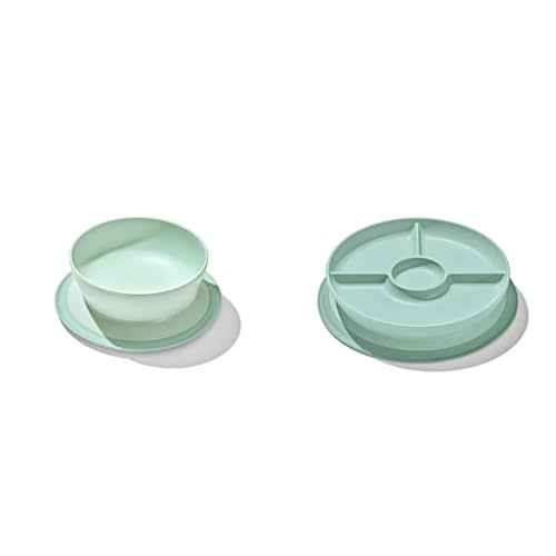 OXO Tot Stick and Stay Suction Bowl and Divided Plate Bundle - Opal