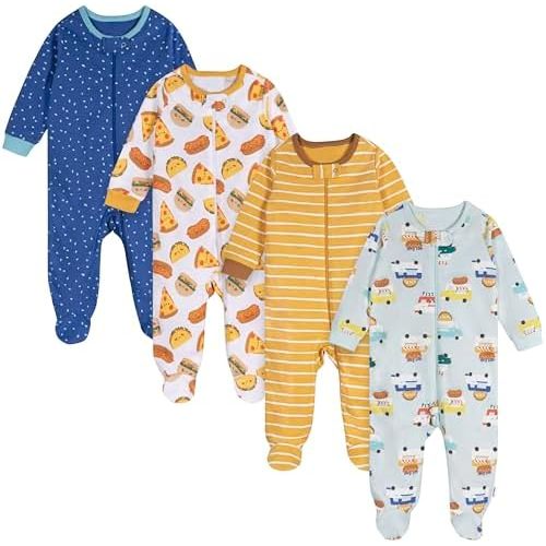 Onesies Brand Baby Boys' 4-Pack Sleep 'N Play Footies