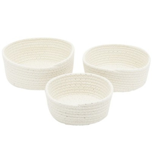 Farmlyn Creek Cotton Woven Baskets for Storage, Pink Organizers (3 Sizes, 3 Pack)