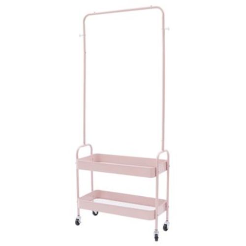 YIYIBYUS Garment Rack, Clothing Rack With 2 Baskets, Movable Clothing Rack