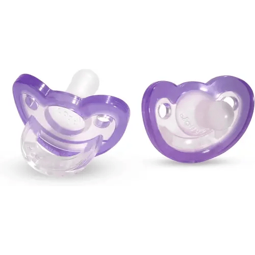 RaZbaby JollyPop Baby Pacifier for Newborns 3m+ - Soft BPA Free Medical Grade Silicone Made in The USA with a Durable one Piece Construction - Dishwasher Safe Easy to Sterilize - Lavender, Pack of 2