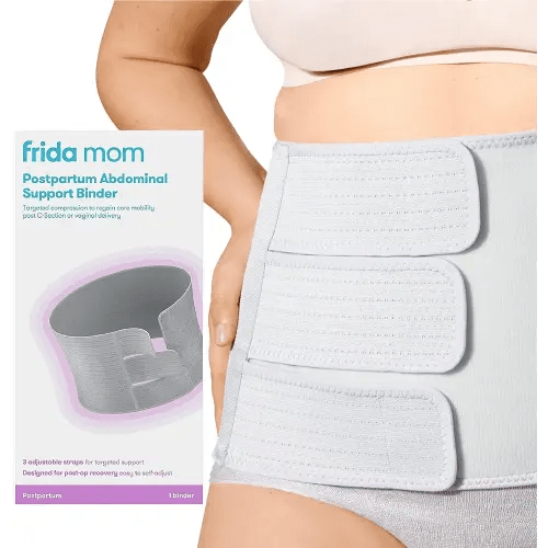Frida Mom Belly Binder Postpartum Recovery, for Natural Delivery & C-Section Recovery, 9" High Adjustable Compression Wrap