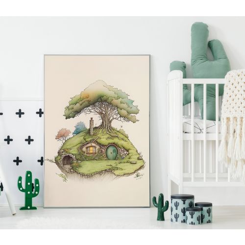 Bilbo's Hobbit Hole Nursery Art - Middle-Earth Baby Room Decor, Lord of the Rings Nursery