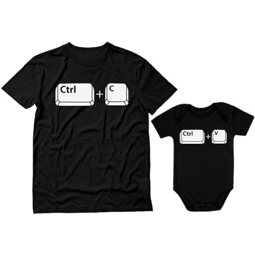 Ctrl C Ctrl V Dad and Son Daughter Matching Shirts Copy Paste Fathers Day Dad Shirt and Baby Bodysuit Set