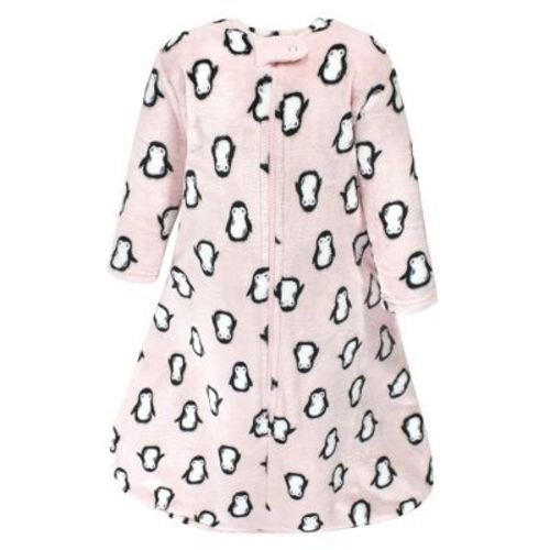 Hudson Baby Infant Girl Plush Long-sleeve Sleeping Bag, Sack, Blanket, Pink Penguin, 0-6 Months