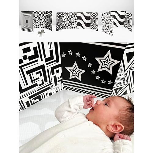 My Little Learner Board That Babies Love - Perfect Size Black and White Baby Cards for Developmental Newborn Tummy Time Toys - Thick Stand Up Board - Black & White Newborn Toys for 0-3 Months & Older