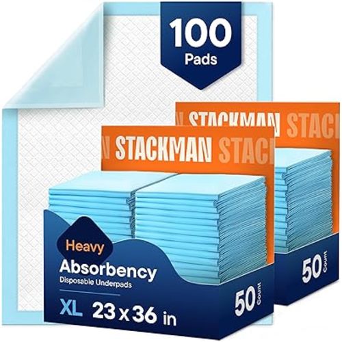 Chucks Pads Disposable [100-Pack] Adult Incontinence Underpads 23"x 36" Large Absorbent Fluff Protective Bed Pads, Toddler Mattress Pads - Pee Pads for Pets, Kids & Adults - Dog & Puppy Training Pads