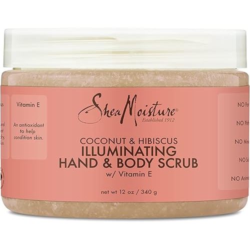SheaMoisture Body Scrub for Dull Skin Illuminating Coconut and Hibiscus Cruelty-Free Skin Care 12 oz