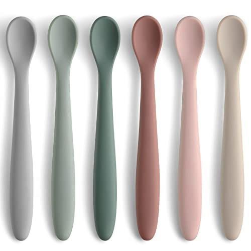 6-Piece Silicone Feeding Spoons .. .. for First Stage .. Baby .. and Infant, .. Soft-Tip Easy .. on .. Gums I Training .. .. Spoon | Baby Utensils .. .. Feeding Supplies, Dishwasher .. & .. Boil-proof