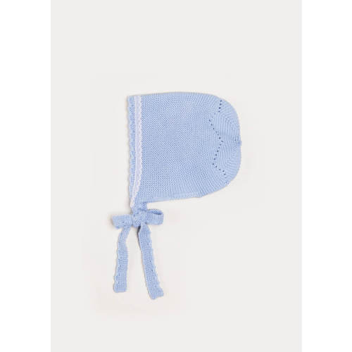 Lace Detail Knitted Bonnet in Blue (1-6mths)