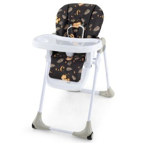 Infans Foldable Highchair For Babies And Toddlers, Adjustable Heights, Recline Backrest & Footrest, Detachable Tray & Seat, Leaf Black