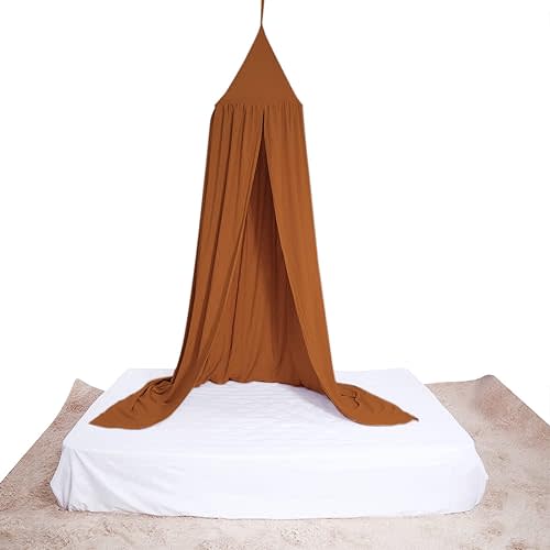 Bed Canopy Play Tent for Kids,Decor Canopy for Kids Bed,Soft Smooth Playing Tent,Round Dome Hanging Bed Canopy Net Curtain,Castle Hanging House Decoration Reading Nook (Tan Yellow)