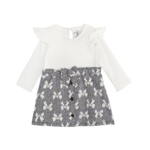 Baby Girls Rib Knit Top with Attached Skirt Dress