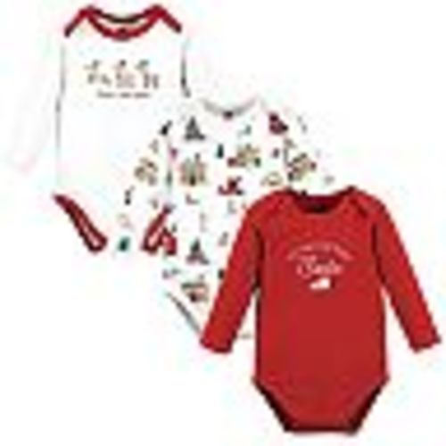 Hudson Baby Unisex Baby Cotton Long-Sleeve Bodysuits, North Pole