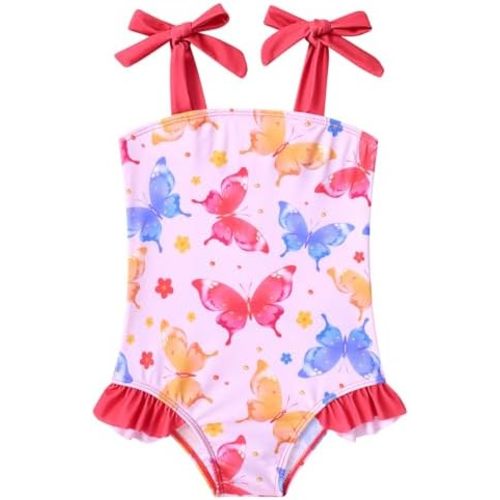 Vieille Toddler Girls Swimsuits Ruffle Bathing Suits One Piece Swimwear 2-6T