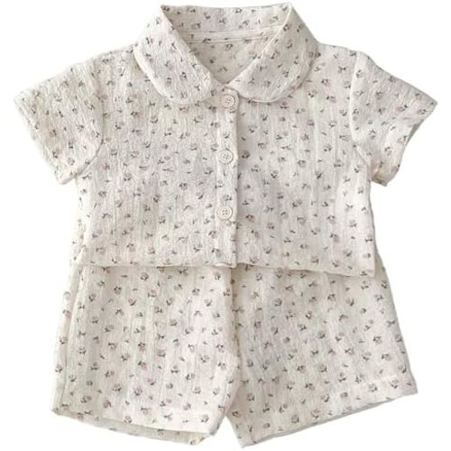 Baby Girls' Floral 2-Piece Set - Short-Sleeve Shirt & Shorts, Thin Summer Outfit