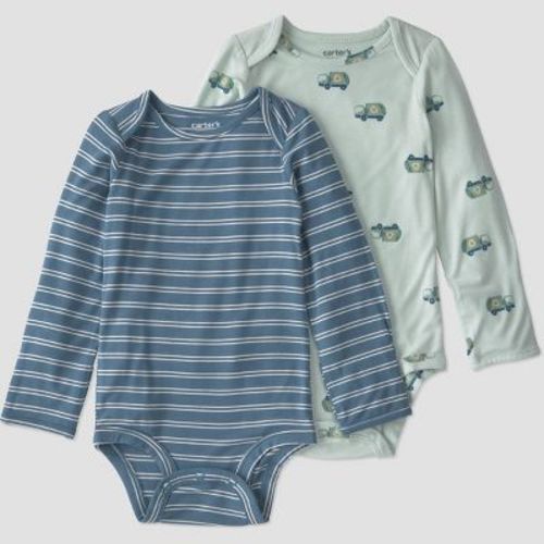 Carter's Just One You® Baby Boys' 2pc Truck Comfy Soft Long Sleeve Bodysuit - Green 9M