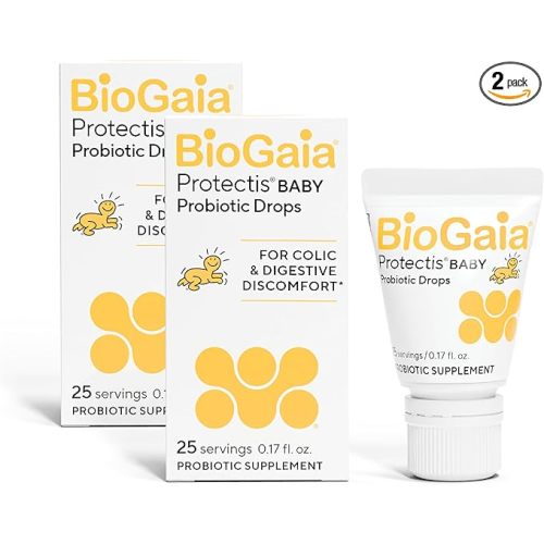BioGaia Protectis Baby Probiotic Drops | Baby Essentials for Colic & Gas Relief | Safe for Newborns | Ease Crying, Fussing, Colic, Gas, Spit-ups & Constipation | No Dairy, Soy & Gluten | 5mL (2-Pack)
