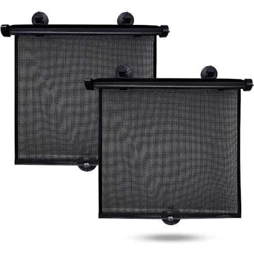 EcoNour Car Side Window Sun Shade (2 Pack) | Retractable Car Roller Sunshade for Kids | Baby Car Window Shades for UV and Sun Glare Protection | Baby Car Travel Accessories (15"x17")