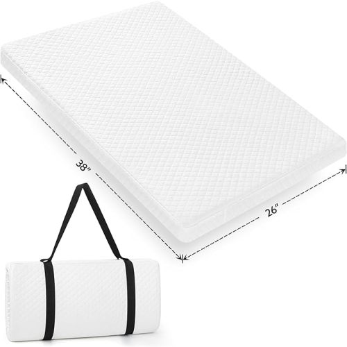 Waterproof Pack and Play Mattress, 38’’x26’’ Playpen Mattress, Portable Crib Mattress Topper, with Travel Strap