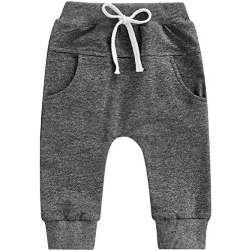 Mubineo Toddler Baby Boy Girl Infant Basic Plain Sweatpants Comfy Cotton Pants with Pockets