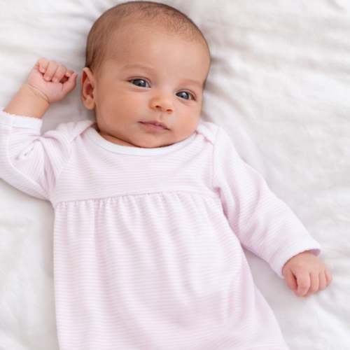 Mini Stripes Gathered Gown - Pink
