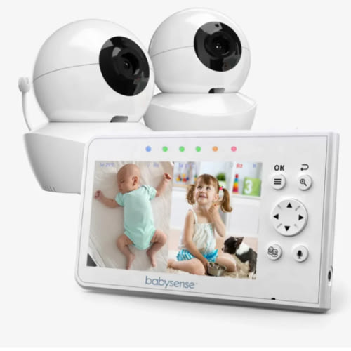 Babysense V43: Video Baby Monitor with 2 Cameras, Non Wifi, Split Scre
