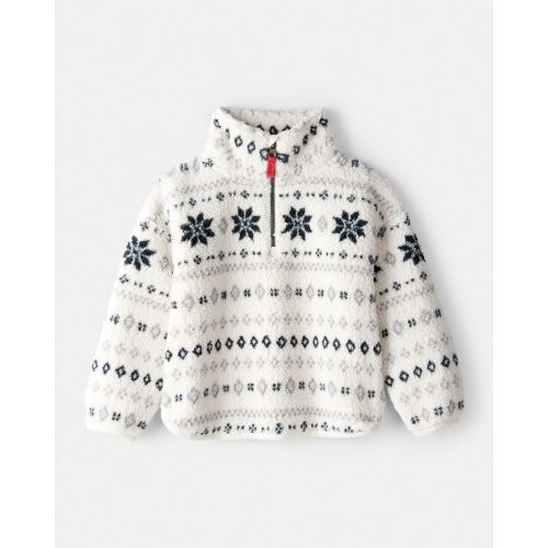 Toddler Girl Fairisle Sherpa Quarter-Zip Pullover - White - Carter's | Carter's