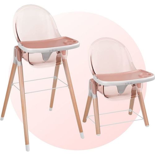 Children of Design Adjustable & Reclining 6-in-1 Deluxe Wooden High Chair for Babies & Toddlers - Pink