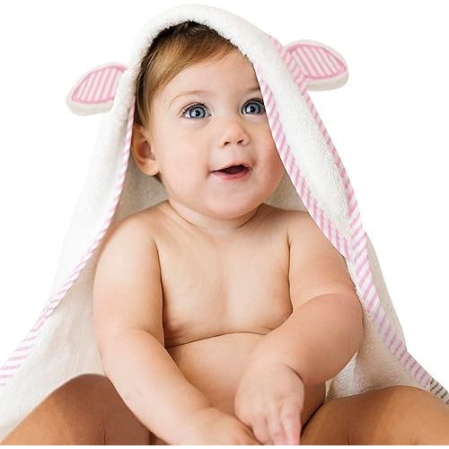 Hooded Baby Bath Towels in Pink