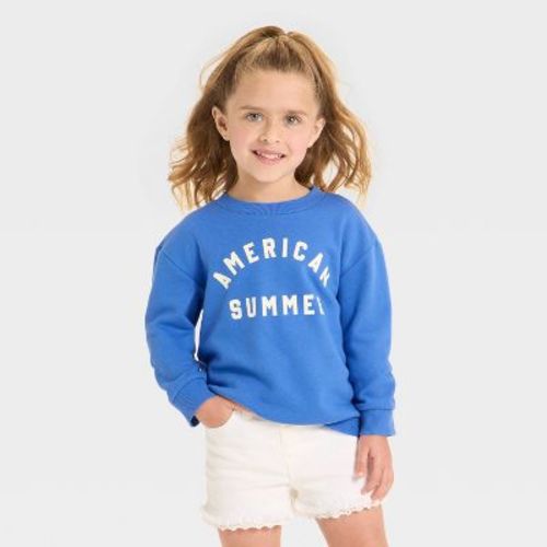 Toddler Girls' Americana Summer Crewneck Sweatshirt - Cat & Jack™ Blue 2T