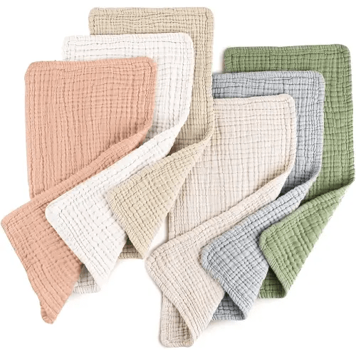 Konssy Muslin Baby Burp Cloths Sets for Unisex- 6 Pack Large 100% Cotton Burping Clothes for Newborn,Baby Girls and Boys