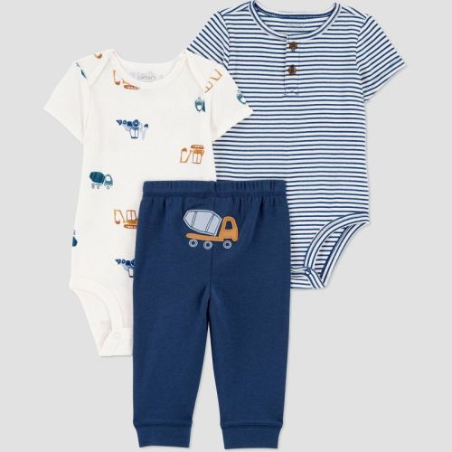 Carter's Just One You® Baby Boys' 3pc Construction Printed Bodysuit Set - Blue