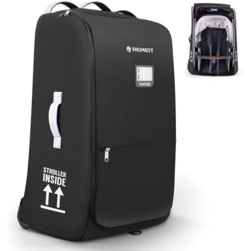 Stroller Bag for Airplane, Stroller Travel Bag Compatible with UPPAbaby Vista VI V2 V3, Cruz V1 V2 V3, Rolling Wheel Bag with Storage Pocket,Multiple Handles,Luggage Tag for Flight Travel,Black