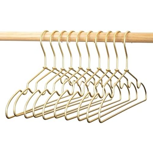 12.6" Matte Gold Metal Kids Baby Hangers, 10Pack, Non Slip, Suit for Coated Wire Children Clothes Hangers, Closet Storage,Retail Display Space Saving for Toddler Coats Infant Hangers