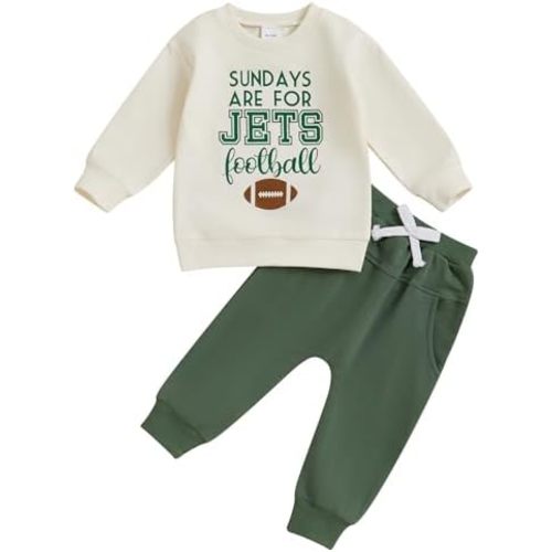 Toddler Baby Football Outfits Sundays are for The Jets Football Sweatshirt Top Pants Set Cute Fall Clothes
