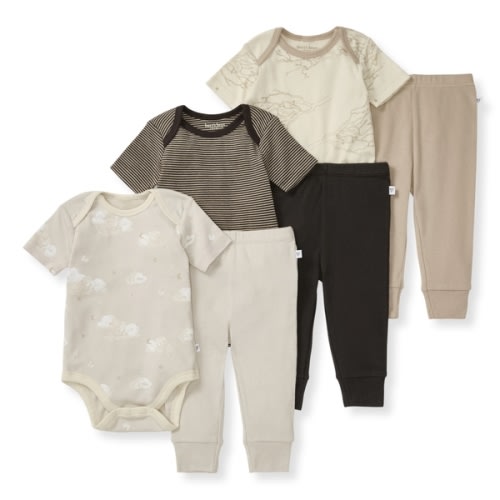 Swaying Branches Organic Short Sleeve Bodysuit and Pant Set 3 Pack