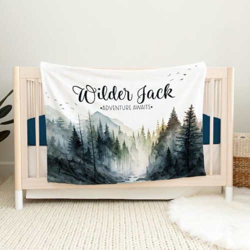 Mountains Baby Blanket, Personalized Baby Blanket, Mountains Nursery Theme, Newborn Mountain Blanket, Baby Shower Gift, Mountain Crib M28 - Etsy