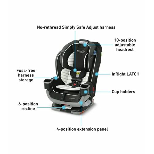 Graco Extend2Fit 3-in-1 Convertible Car Seat, Rear Facing, Forward Facing, and Booster Seat, Hamilton - 3-in-1 Hamilton - 3-in-1 w/ Booster Mode
