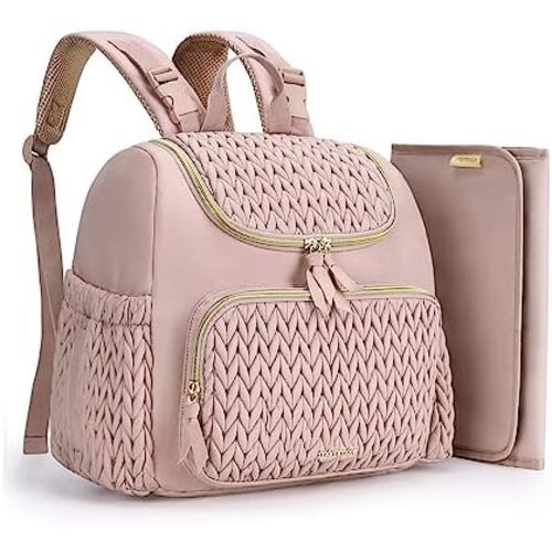 mommore Diaper Bag Small Diaper Backpack Stylish Baby Travel Backpacks with Insulated Pockets, Changing Pad, Stroller Straps