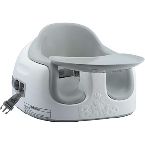 Bumbo 3-in-1 Baby Multi Seat Booster with Feeding Tray, 6-36 Months Old, Cool Grey - High Chair and Floor Seat Accessory for Babies, Infants, and Toddlers