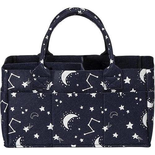 Sammy & Lou Diaper Caddy Organizer - Collapsible Tote Bag with Handles - Organizer for Diapers, Wipes & Baby Changing Supplies - Felt Storage Organizing Bin for Car, Desk, Nursery (Constellation)