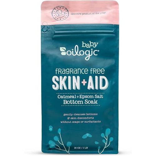 Oilogic Baby Essentials Oatmeal Epsom Salt Bath Soak, Skin & Aid - Fragrance-Free Bath Salts Gently Cleanses & Oatmeal Soothes Skin Discomforts Paraben-Free Epsom Salts for Soaking
