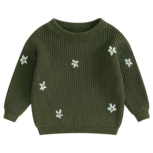 Mubineo Baby Girl Winter Clothes Cute Flower Sweater Crewneck Pullover Long Sleeve Knit Newborn Infant Sweaters