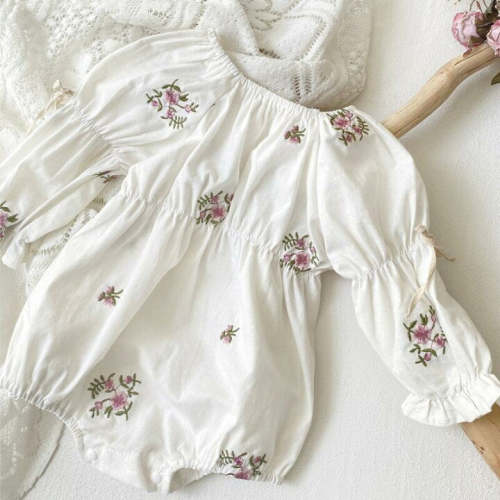 Floral Embroidered Baby Romper